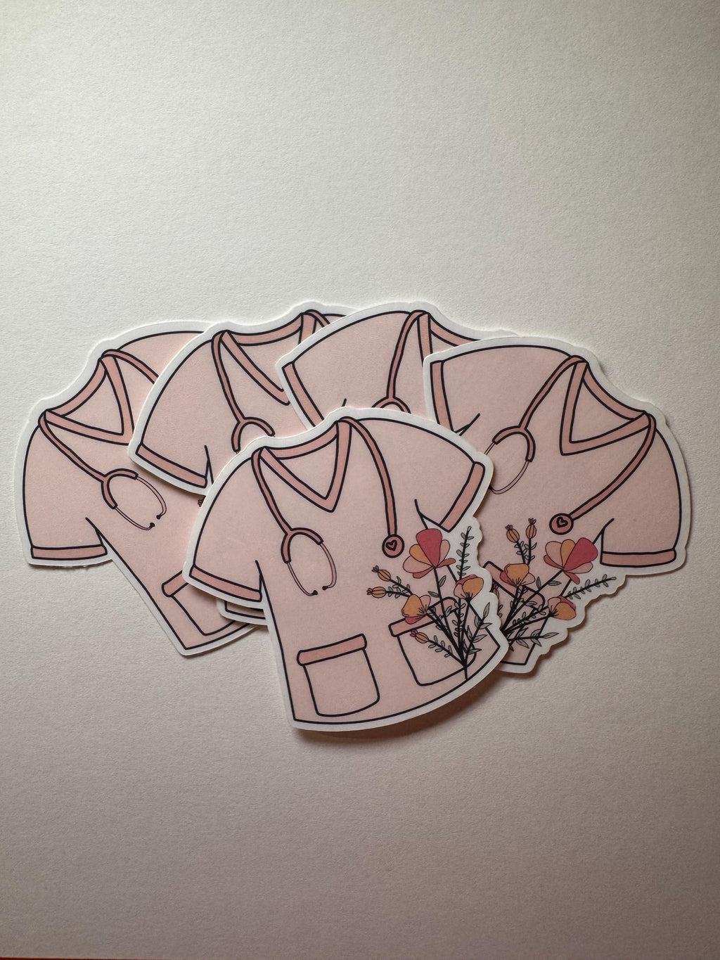 Medical Student Floral Scrubs Vinyl Sticker