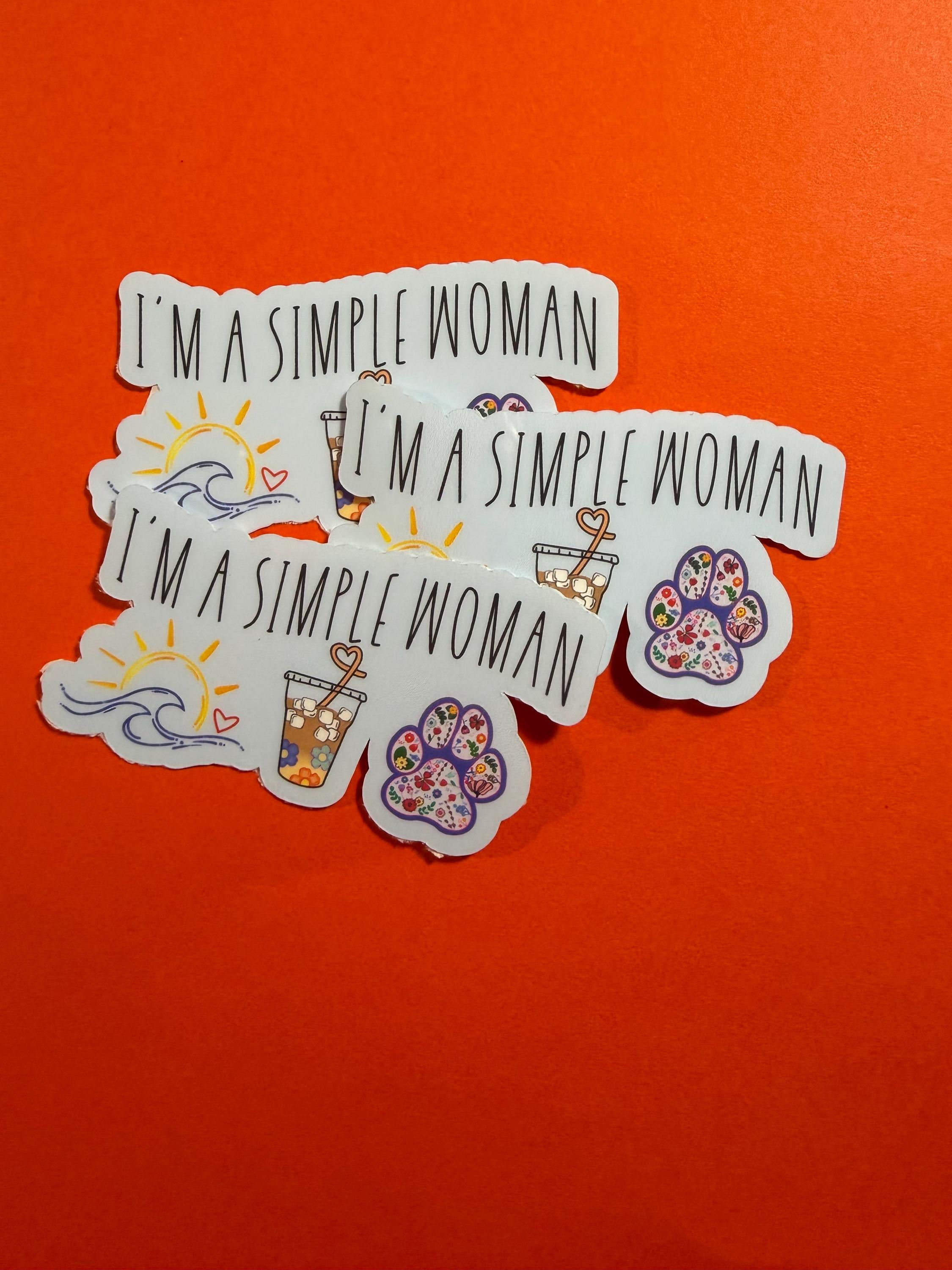 Simple Woman Coffee Dogs Beach Vinyl Sticker