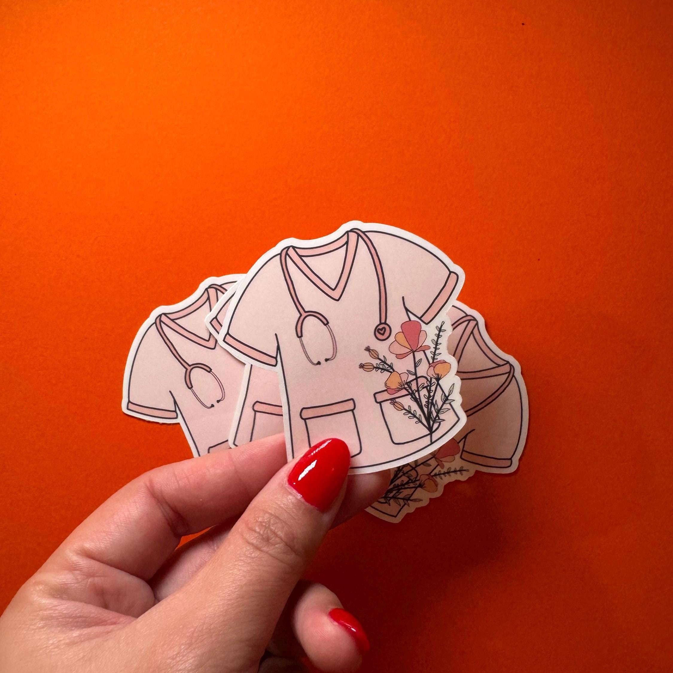 Medical Student Floral Scrubs Vinyl Sticker