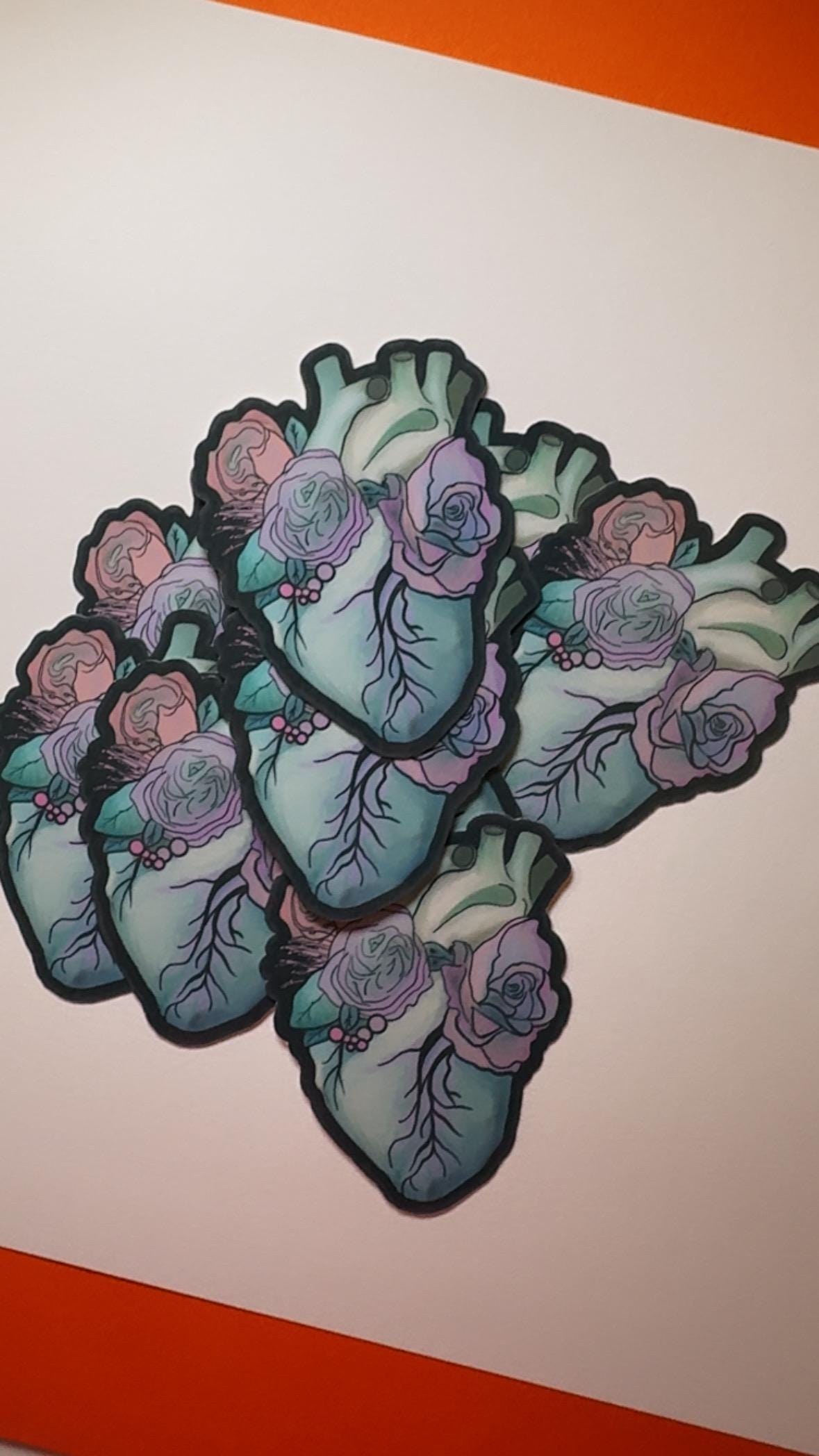 Medical Student Floral Anatomical Heart Vinyl Sticker