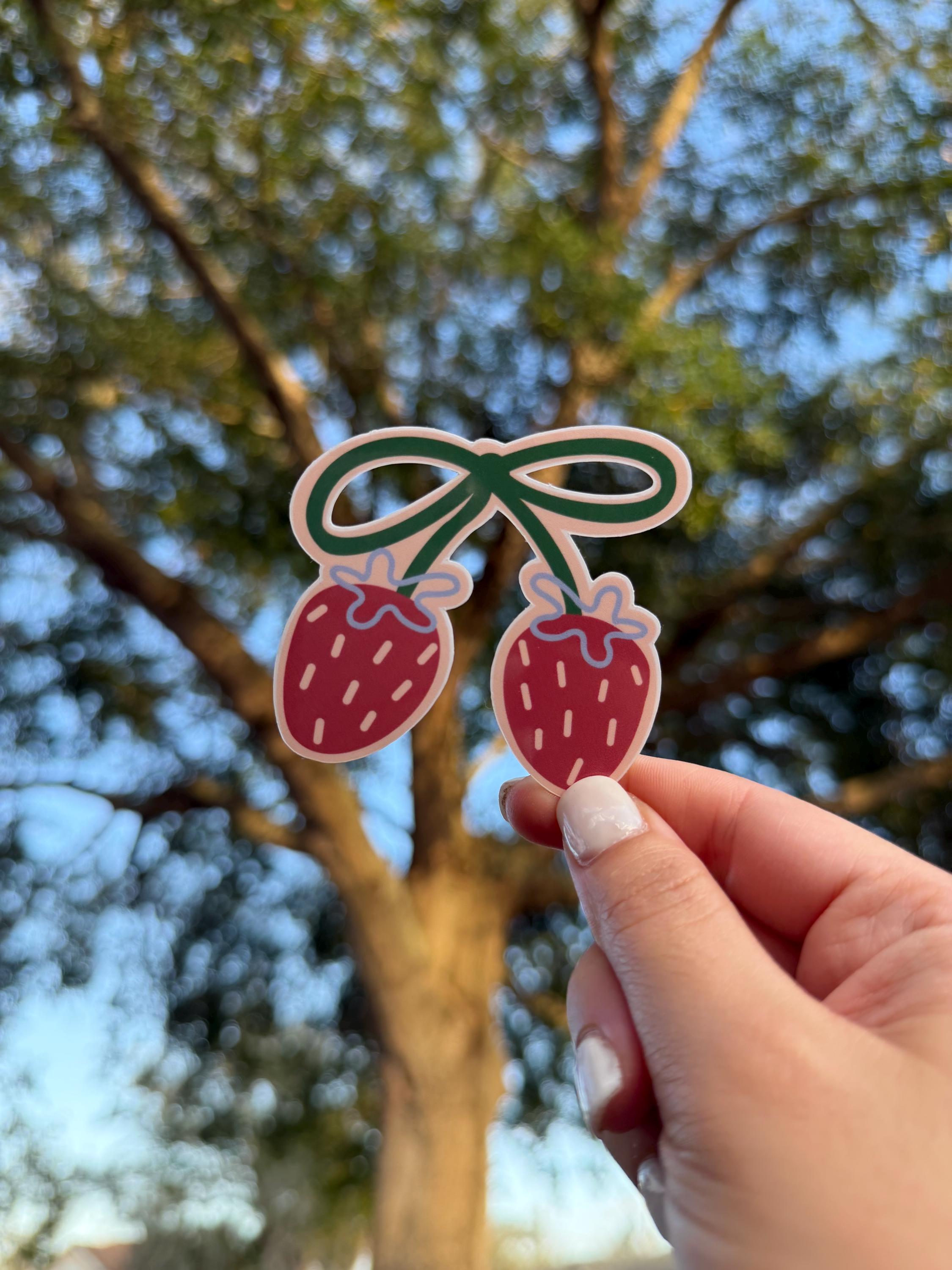 Strawberry & Cherry Aesthetic Vinyl Sticker