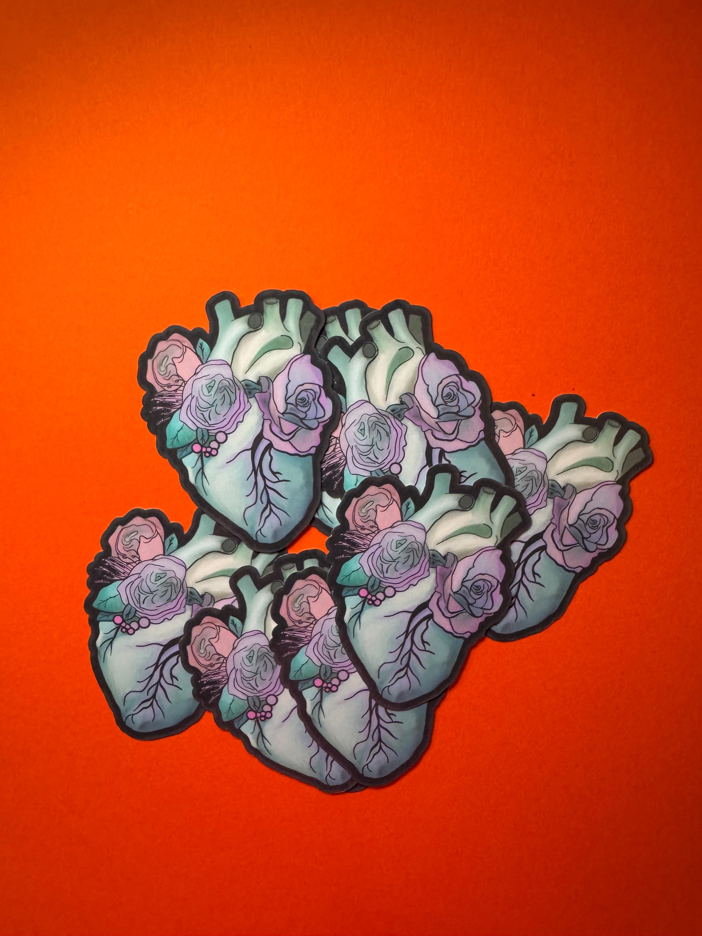 Medical Student Floral Anatomical Heart Vinyl Sticker