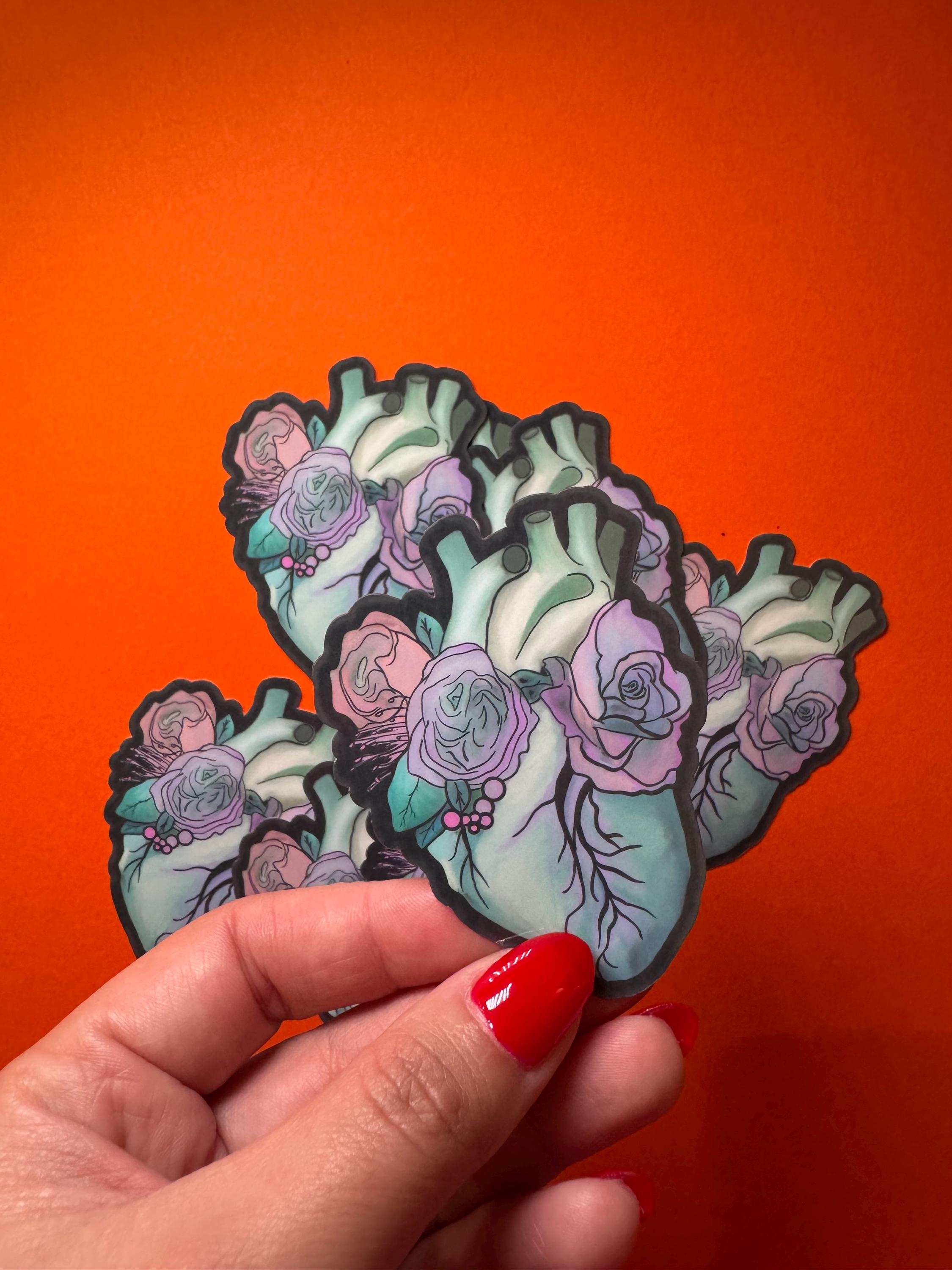 Medical Student Floral Anatomical Heart Vinyl Sticker