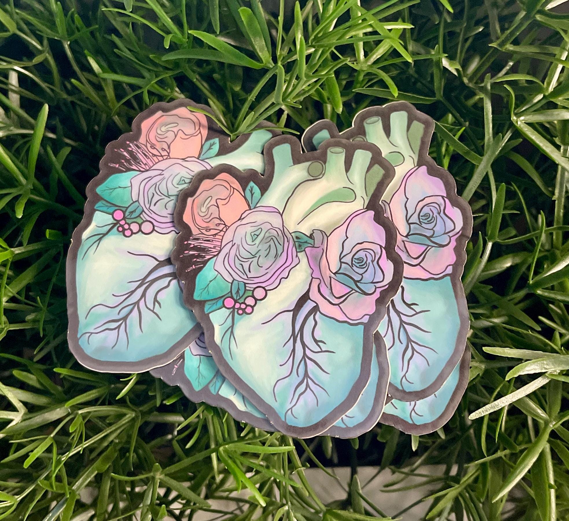 Medical Student Floral Anatomical Heart Vinyl Sticker