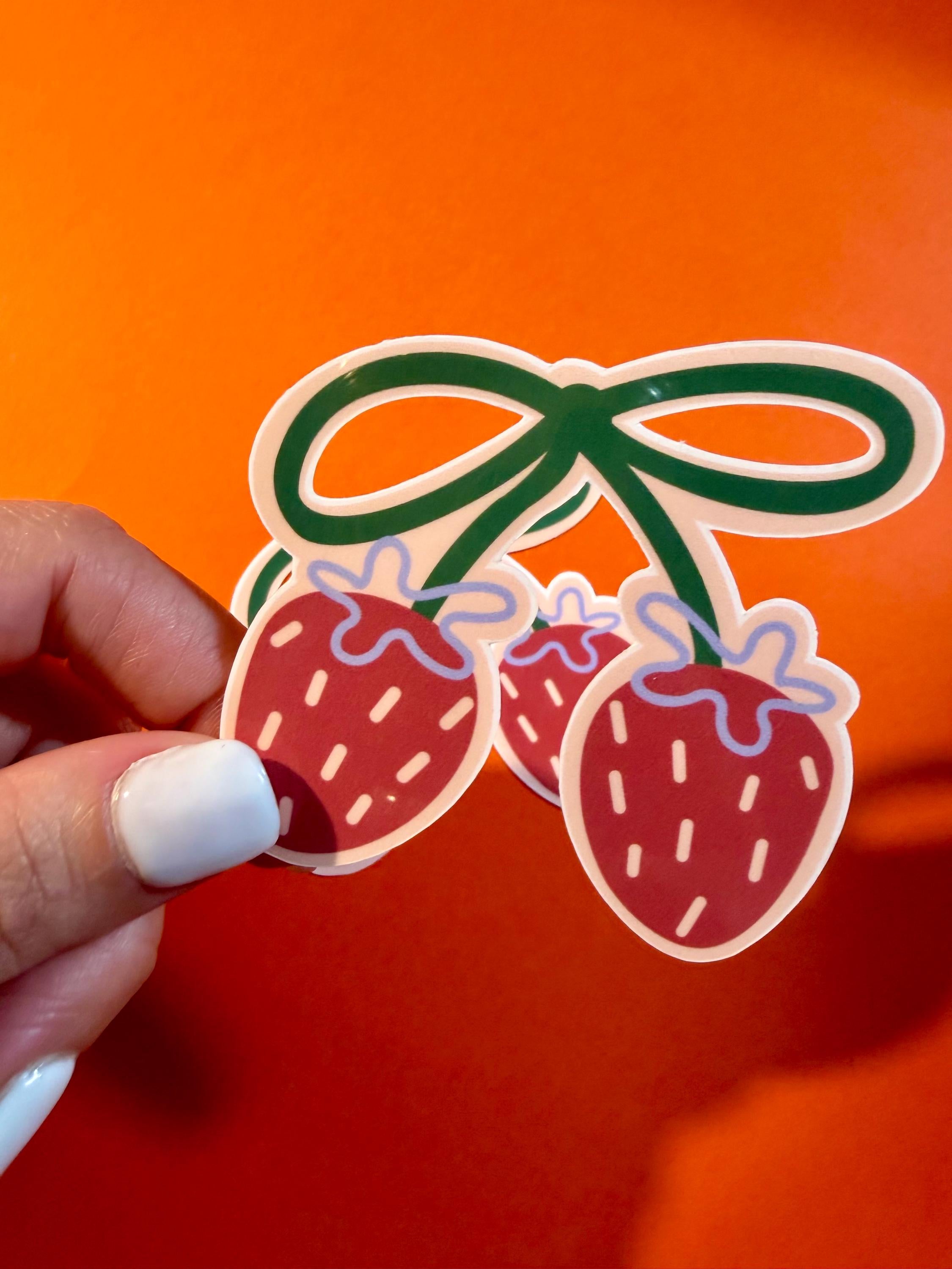 Strawberry & Cherry Aesthetic Vinyl Sticker