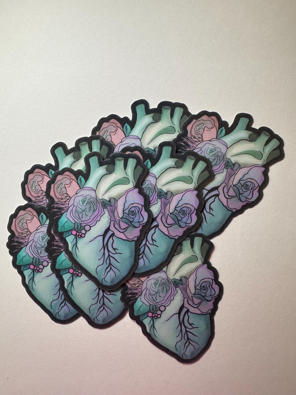 Medical Student Floral Anatomical Heart Vinyl Sticker