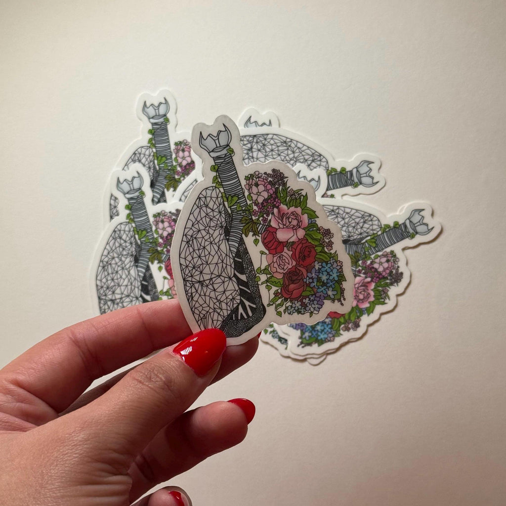 Medical Student Floral Anatomical Lung Vinyl Sticker