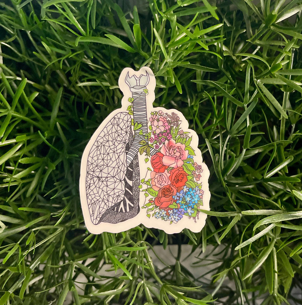 Medical Student Floral Anatomical Lung Vinyl Sticker