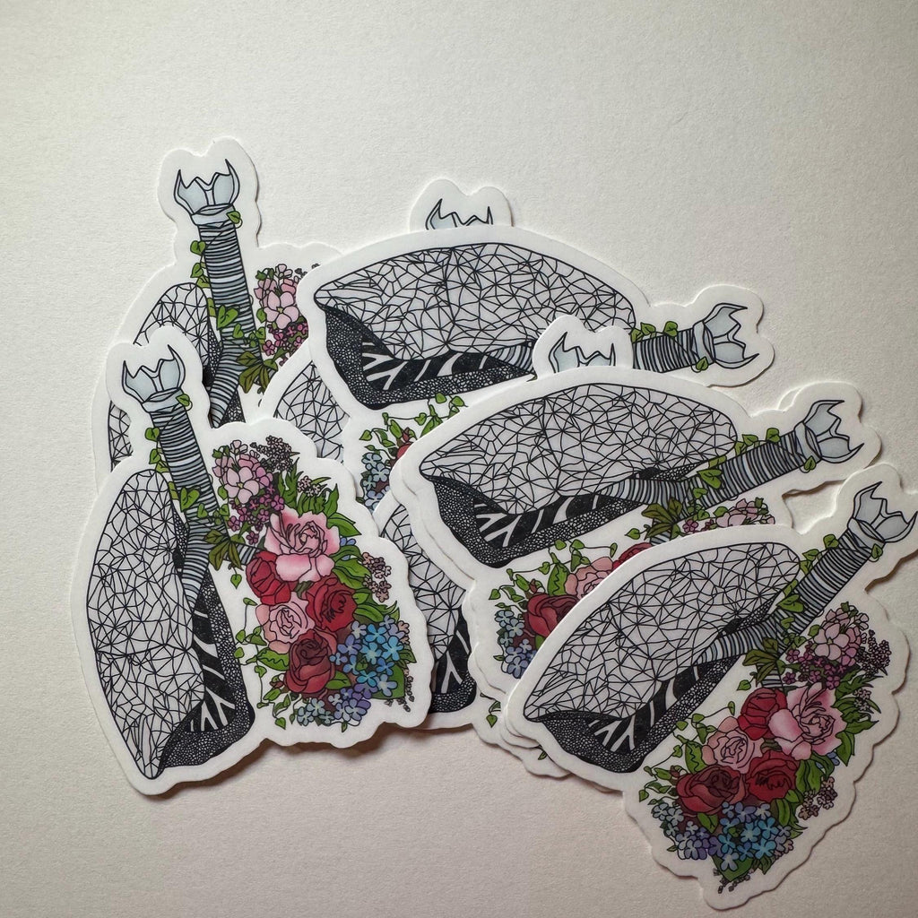 Medical Student Floral Anatomical Lung Vinyl Sticker