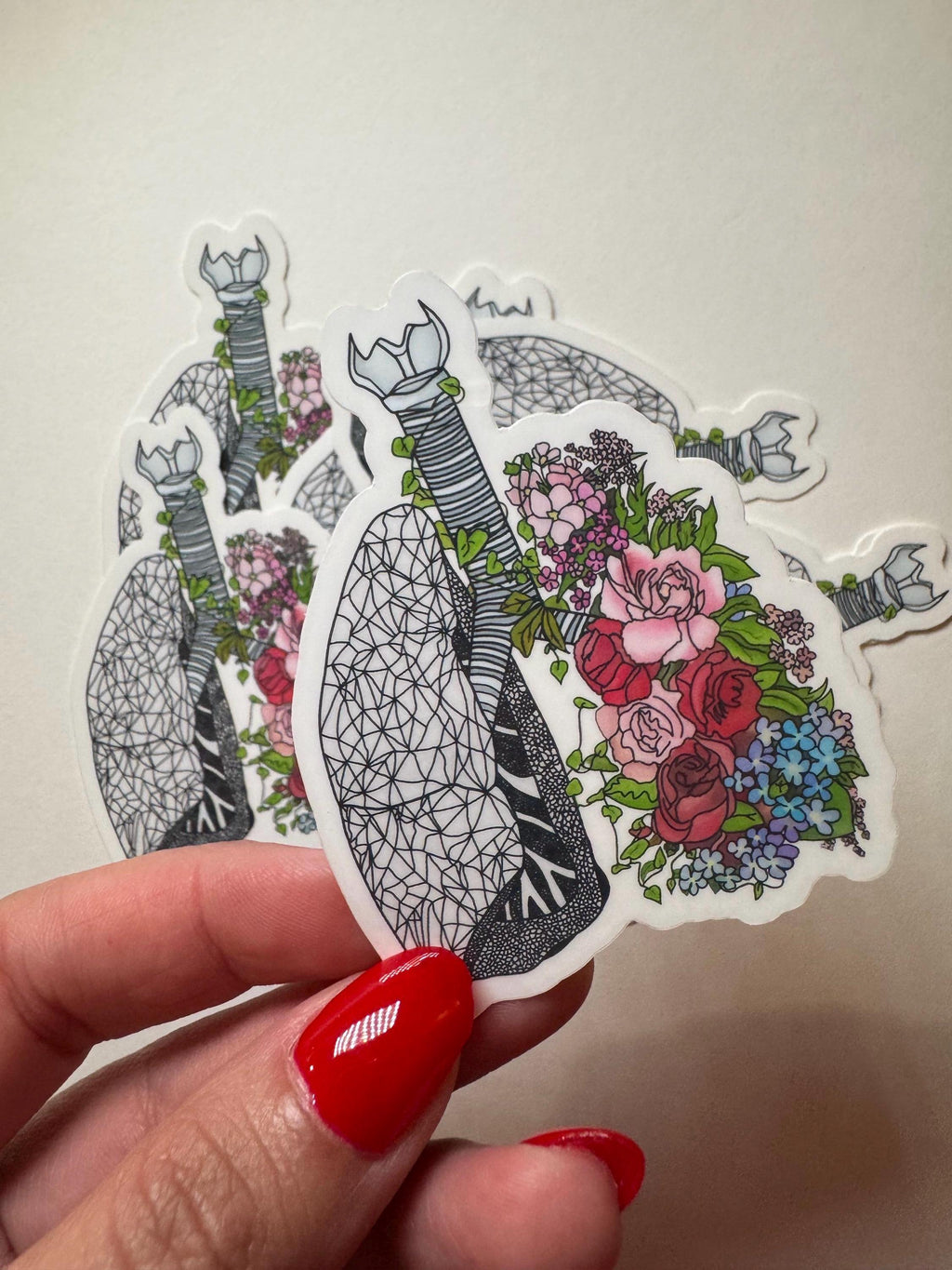 Medical Student Floral Anatomical Lung Vinyl Sticker