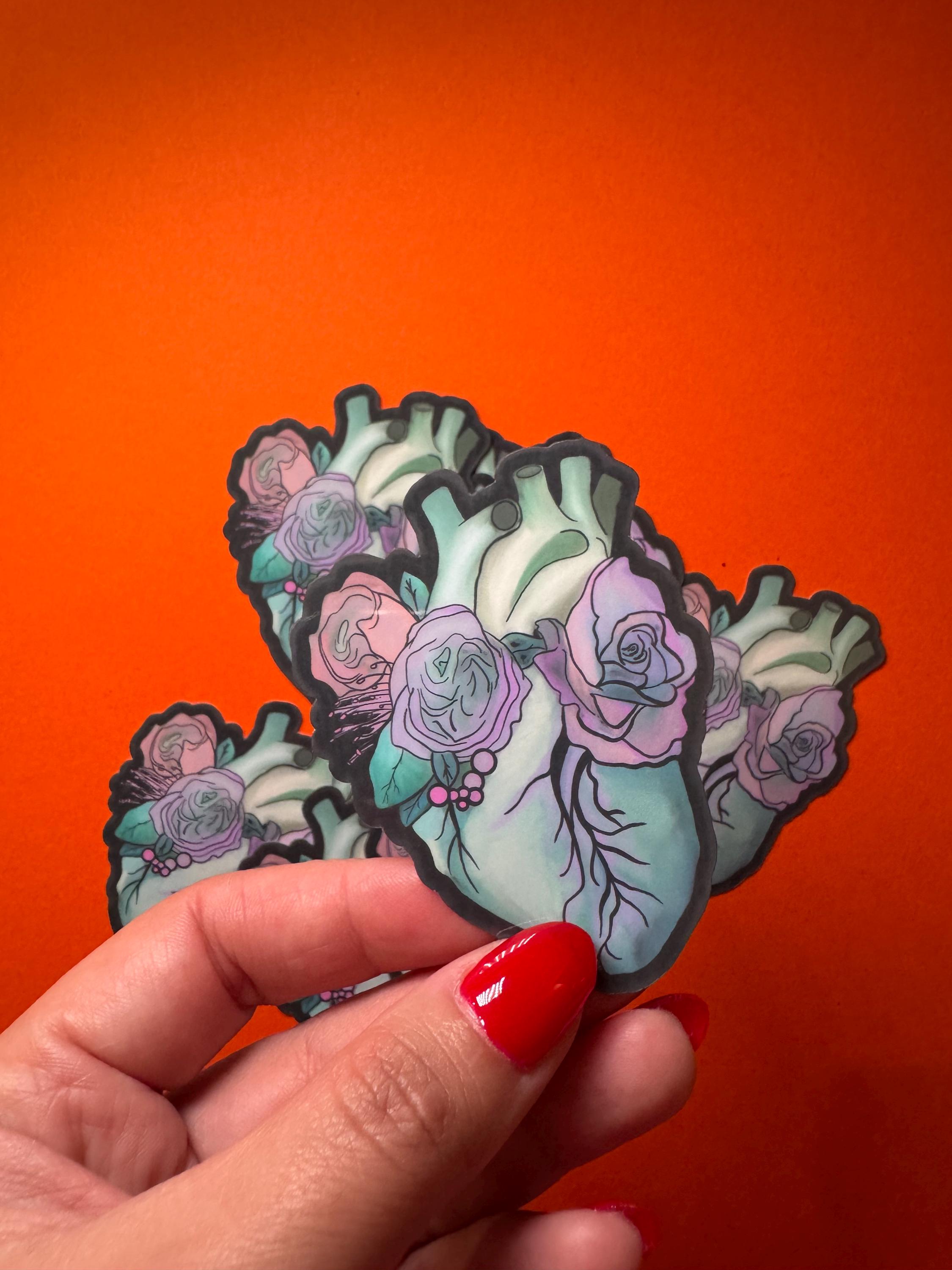 Medical Student Floral Anatomical Heart Vinyl Sticker