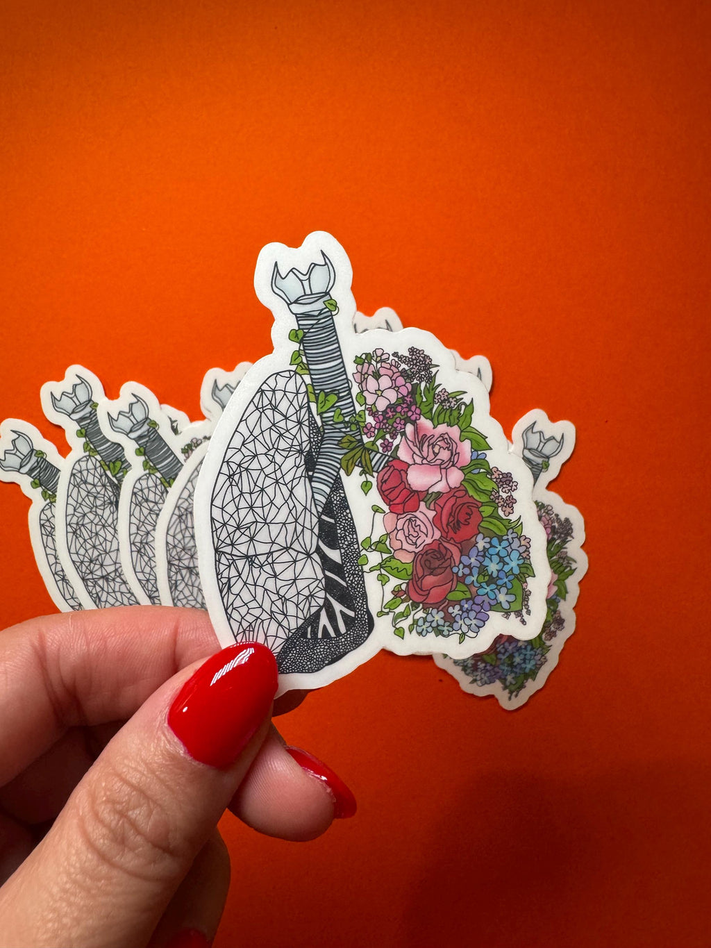 Medical Student Floral Anatomical Lung Vinyl Sticker